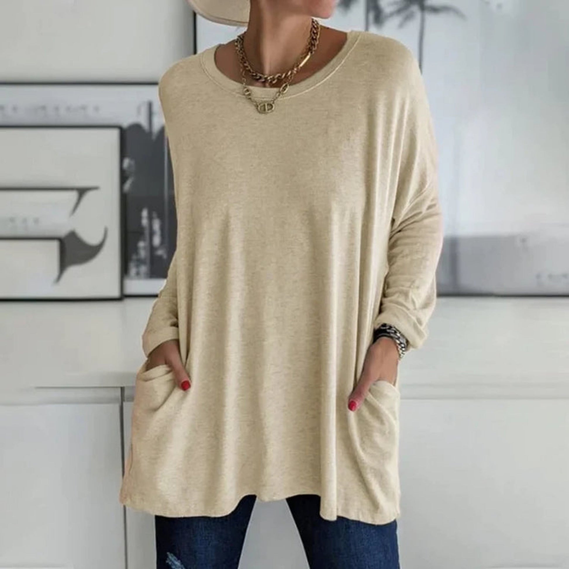 Cozy Oversized Sweater for Women with Handy Pockets - OutfitLondon