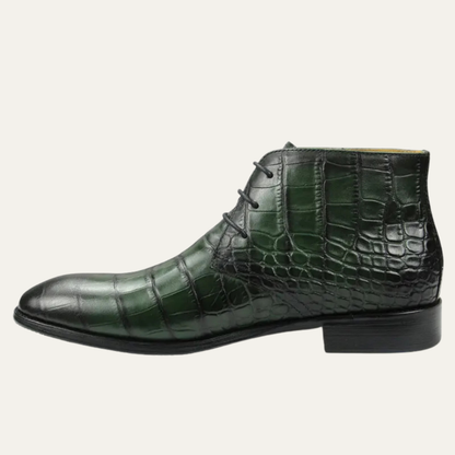 Stylish Men's Alligator Print Leather Boots