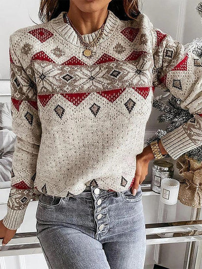 Cozy Ladies Pullover with Vibrant Orange Design - OutfitLondon