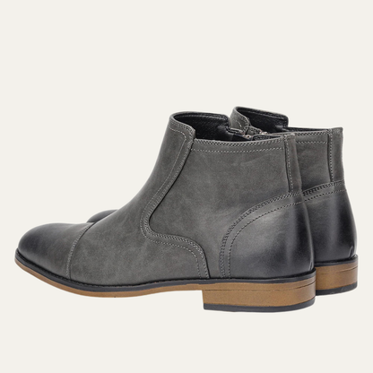 Stylish Men's Leather Zip Up Ankle Boots
