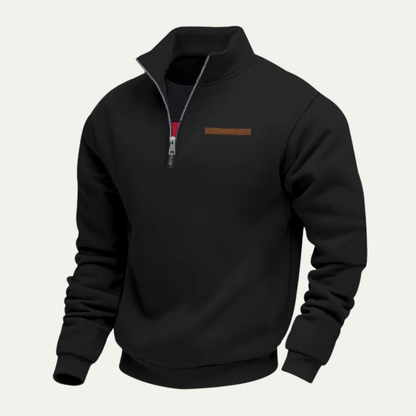 Relaxed Fit Men's Quarter Zip Pullover Sweater