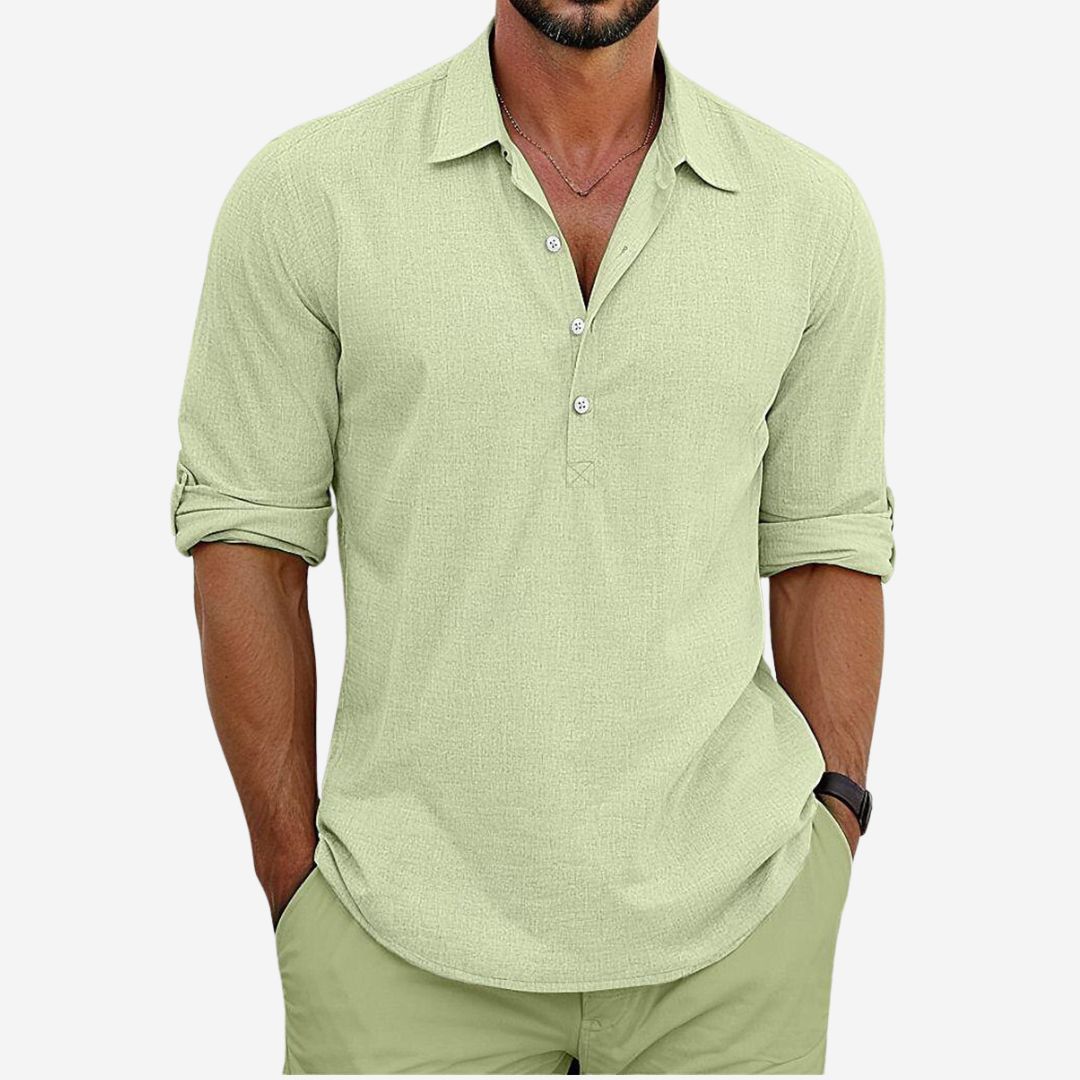 Casual Linen Mix Button Down Shirt