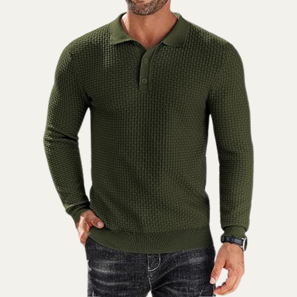 Slim Fit Breathable Men's Knit Polo Shirt