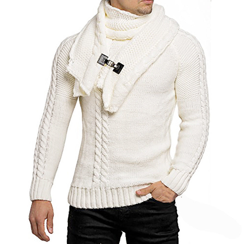Cozy Cable Knit Sweater with Scarf