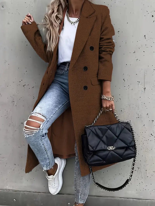 Timeless Elegant Ladies Long Coat - OutfitLondon