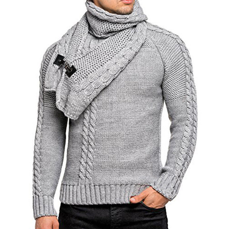 Cozy Cable Knit Sweater with Scarf