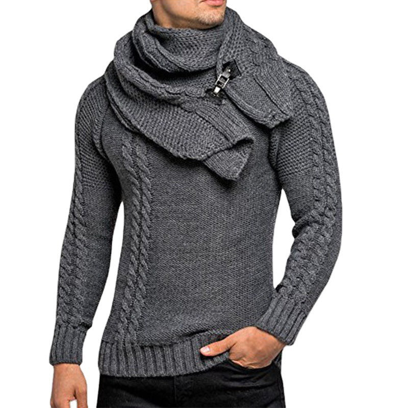 Cozy Cable Knit Sweater with Scarf