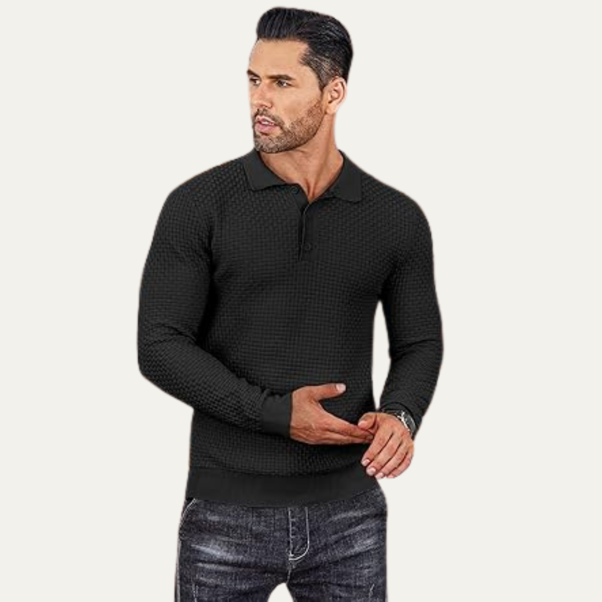 Slim Fit Breathable Men's Knit Polo Shirt