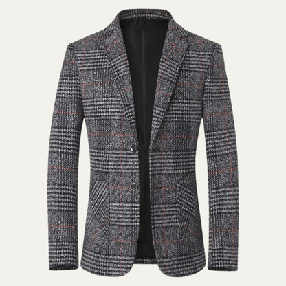 Traditional Plaid Tweed Men's Blazer Jacket
