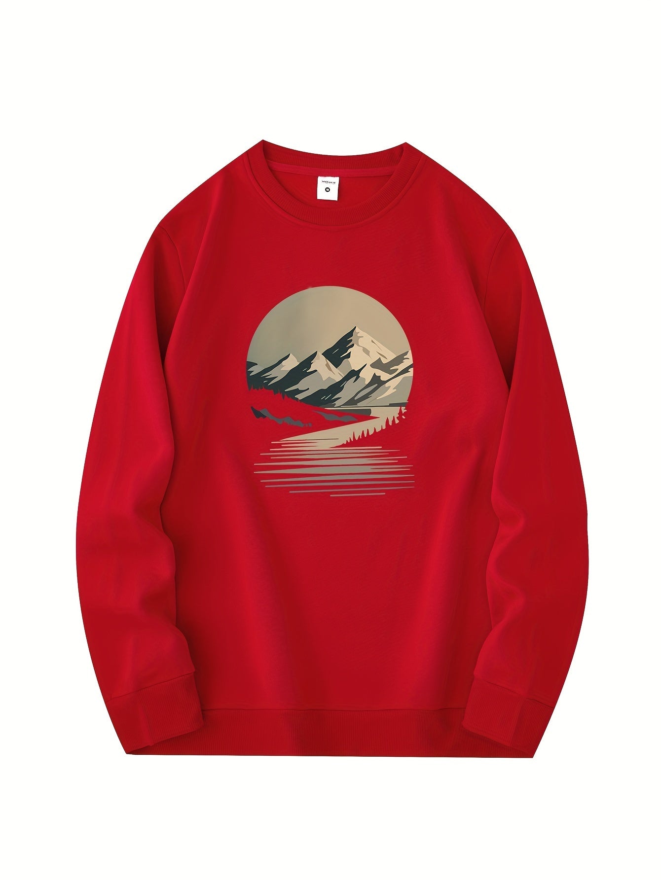 Casual Fit Mens Fleece Sweatshirt with Mountain Graphic