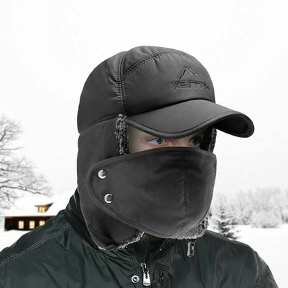 Mens Winter Cold Weather Snow Hat With Ear Flaps And Brim