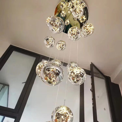 Luxury Round Crystal Stair Light Fixture