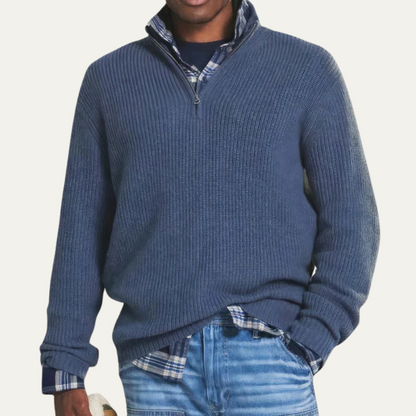 Warm Mens Merino Wool Sweater - Half Zip Pullover