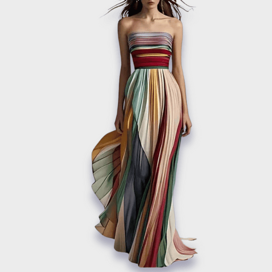 Chic Maxi Dress with Bright Ruffles and Off Shoulder Style - OutfitLondon