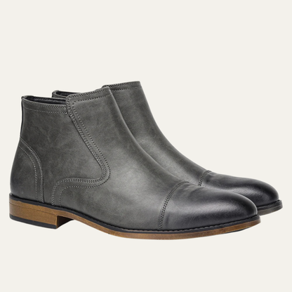 Stylish Men's Leather Zip Up Ankle Boots