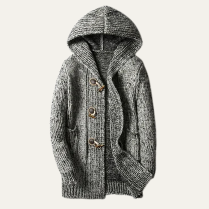 Cozy Mens Thick Knit Hooded Cardigan Sweater