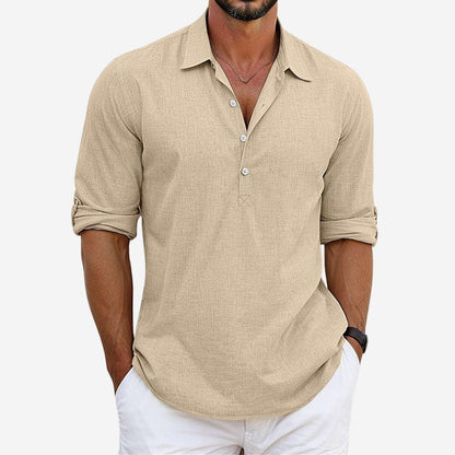 Casual Linen Mix Button Down Shirt