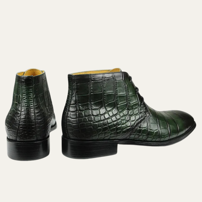 Stylish Men's Alligator Print Leather Boots