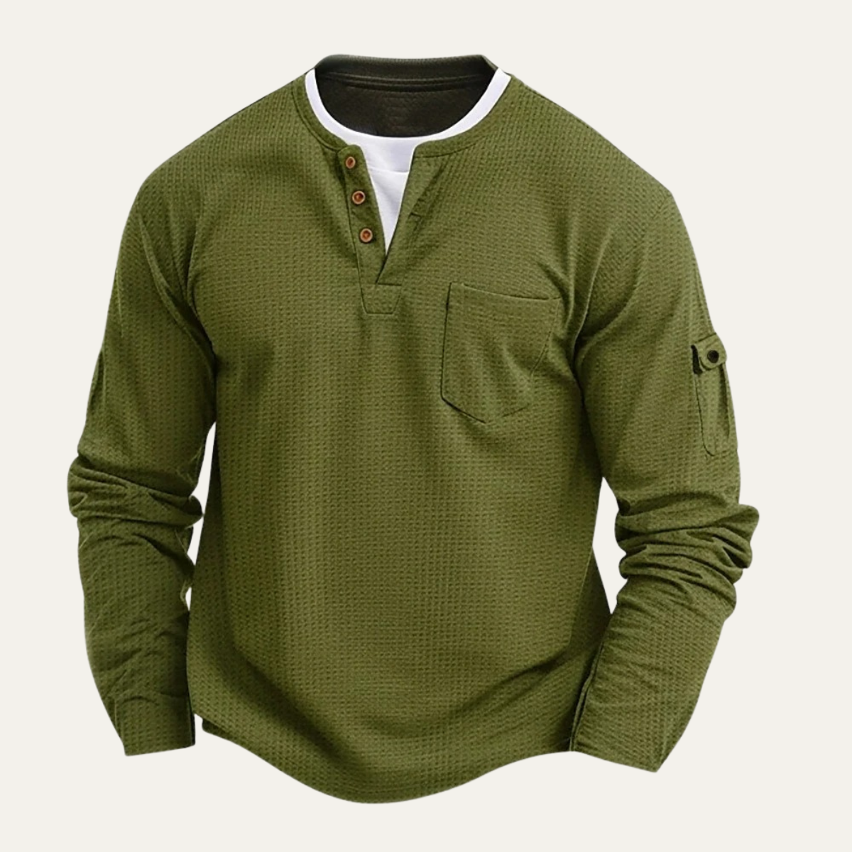 Relaxed Fit Men's Waffle Knit Casual Shirt