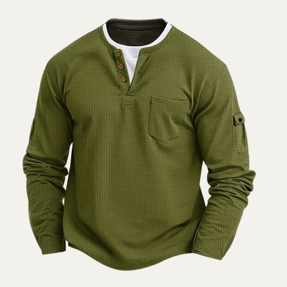 Relaxed Fit Men's Waffle Knit Casual Shirt