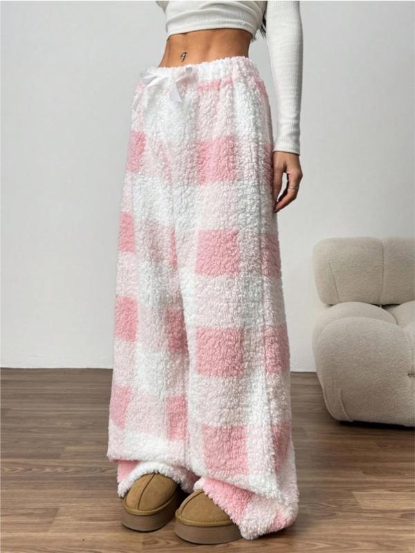 Warm Plaid Straight Leg Winter Pants