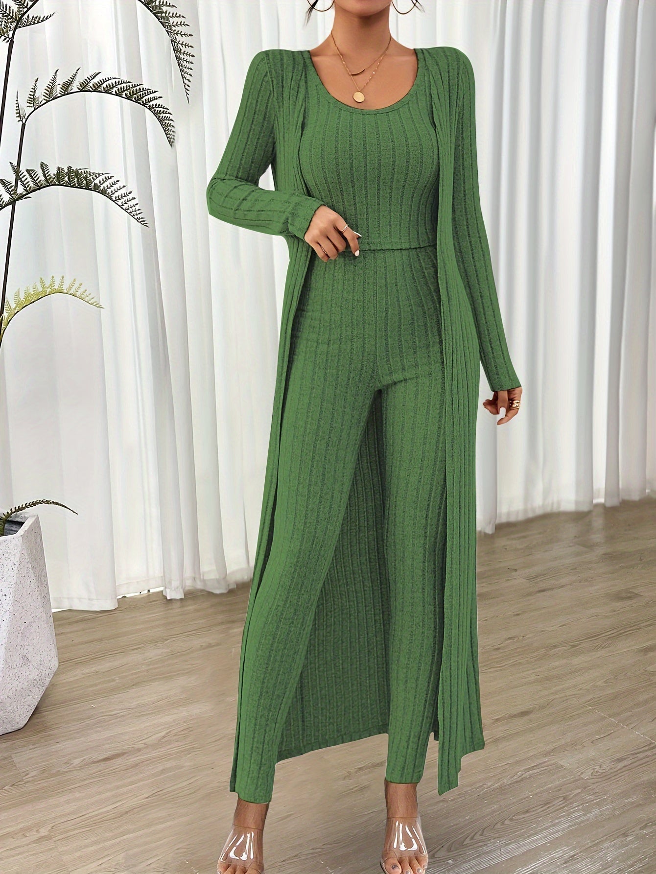 Soft Women's 2pc Crop Top and High Waisted Pant Set