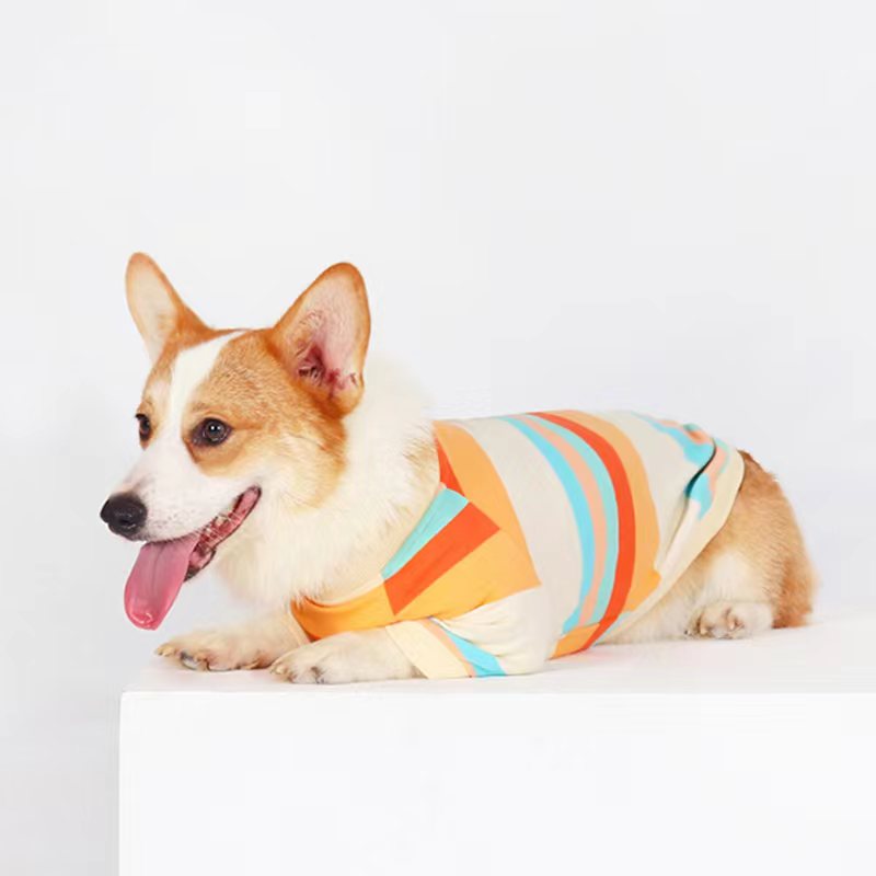Striped T-shirt Corgi Dog Clothes