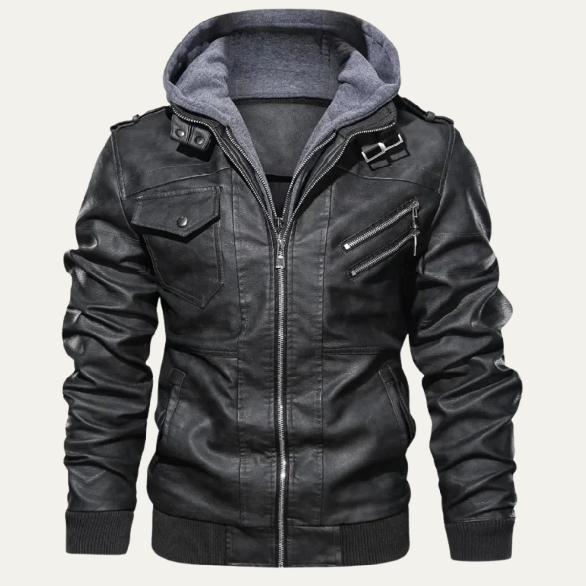 Classic Mens Retro Leather Biker Jacket