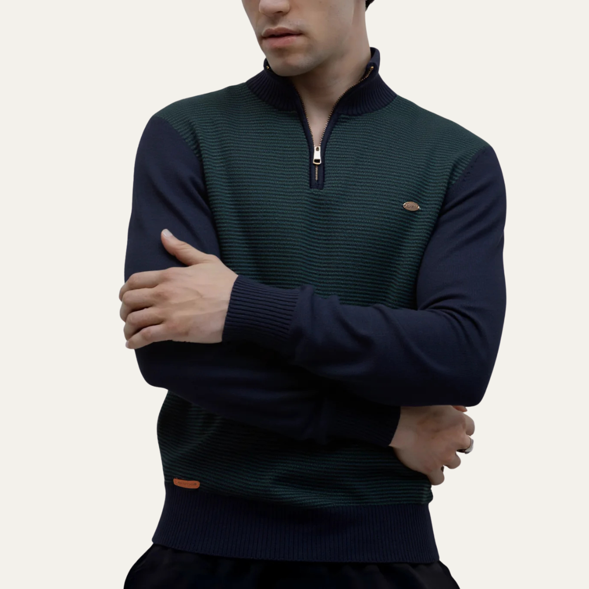 Men's Thick Cable Knit Quarter Zip Sweater