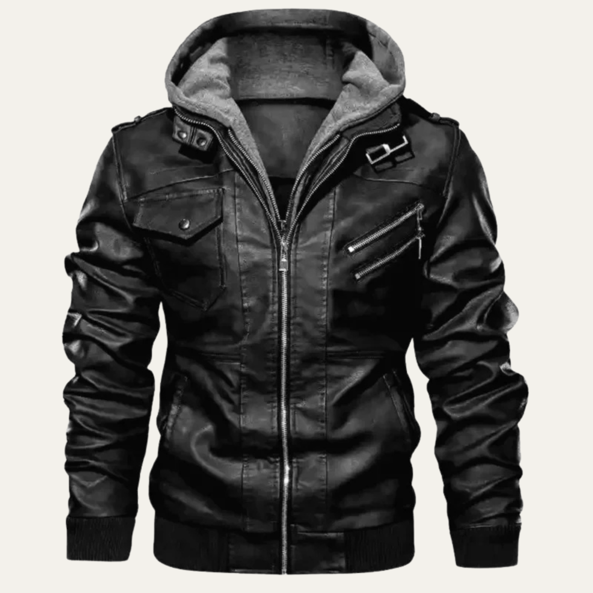 Classic Mens Retro Leather Biker Jacket