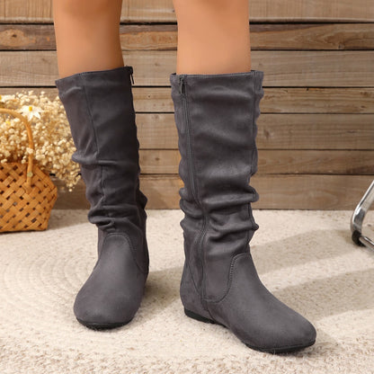 Fashion Slouch Mid-Calf Flat Boots