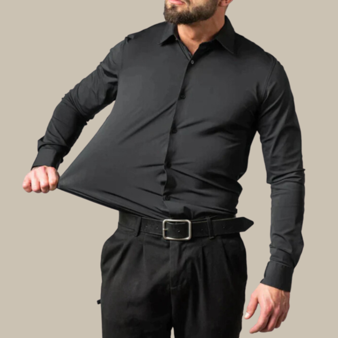 Relaxed Fit Mens Shirt - Soft Stretch Dress Shirt - OutfitLondon