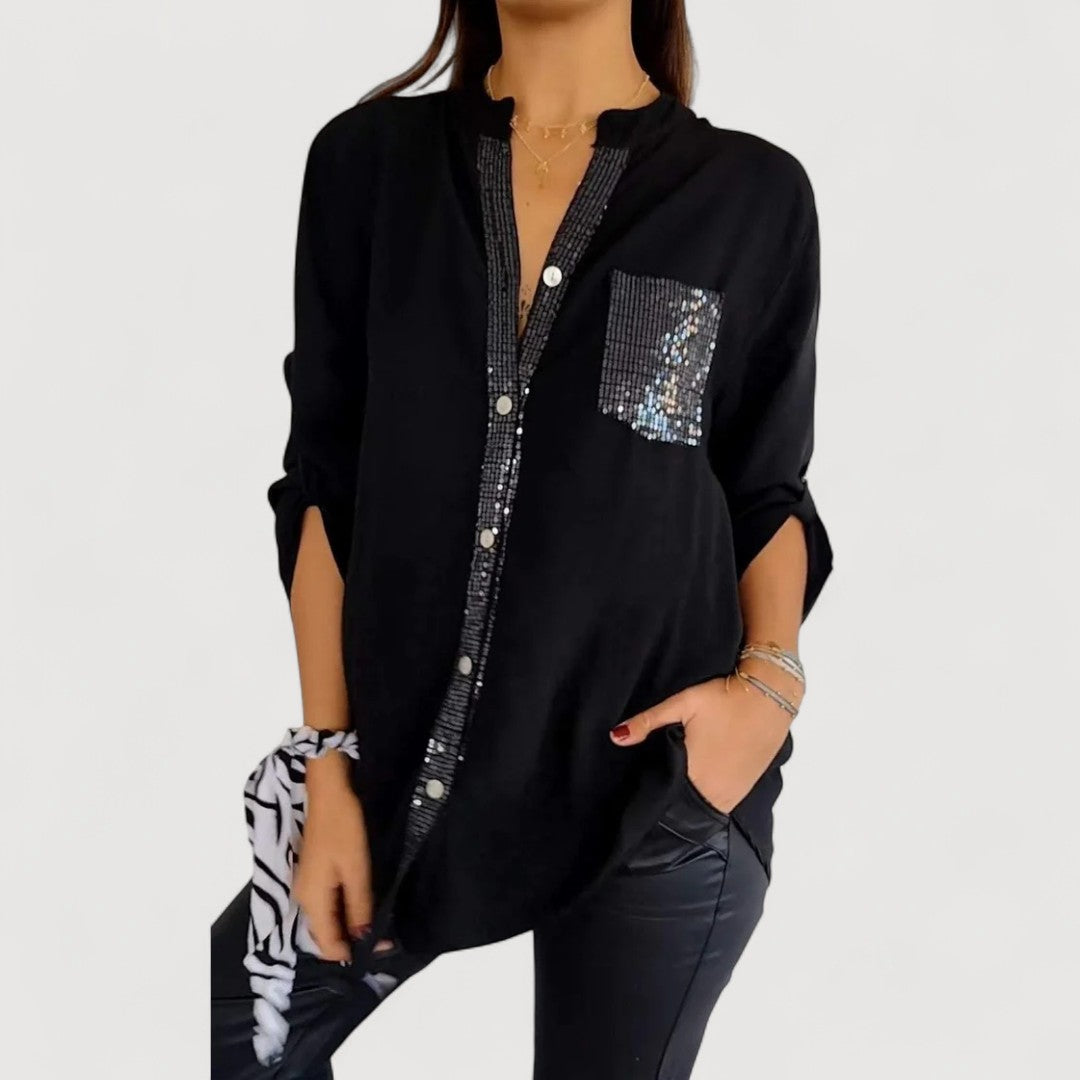 Glittering Sequin Detail Women's Top - OutfitLondon
