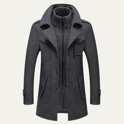 Stylish Men's Waterproof Trench Coat with Stand Collar - OutfitLondon