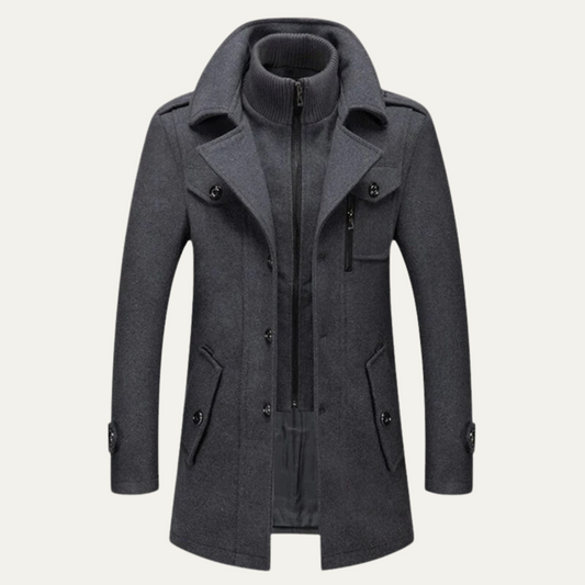 Stylish Men's Waterproof Trench Coat with Stand Collar - OutfitLondon