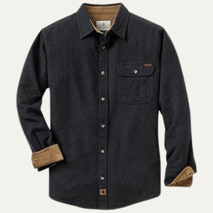 Classic Men's Plaid Flannel Work Shirt with Corduroy Detail - OutfitLondon