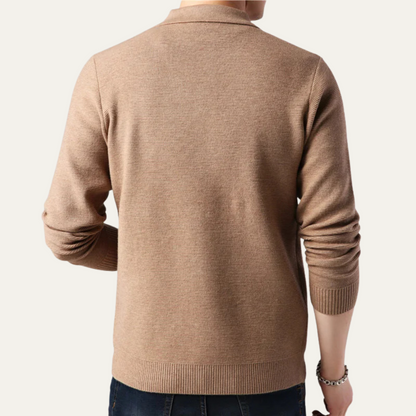 Classic Crew Neck Men's Cable Cardigan Sweater