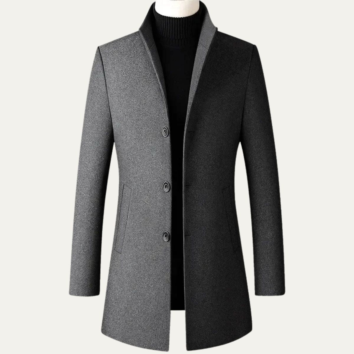 Classic Fit Wool Overcoat for Men