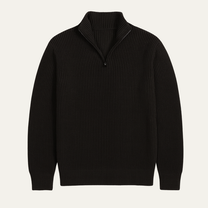 Warm Mens Merino Wool Sweater - Half Zip Pullover - OutfitLondon
