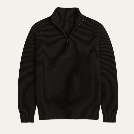 Warm Mens Merino Wool Sweater - Half Zip Pullover - OutfitLondon