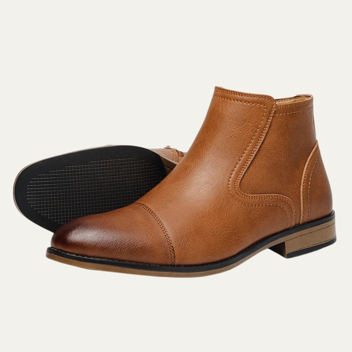 Stylish Men's Leather Zip Up Ankle Boots