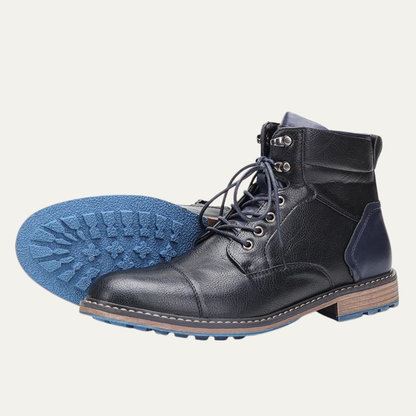 Brown Leather Mens Ankle Boots Lace Up Style