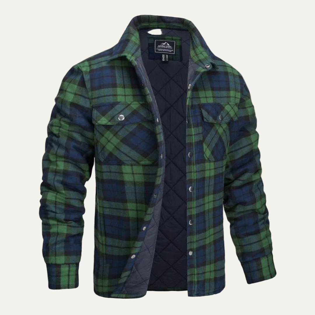 Warm Plaid Insulated Shirt Jacket for Men - OutfitLondon