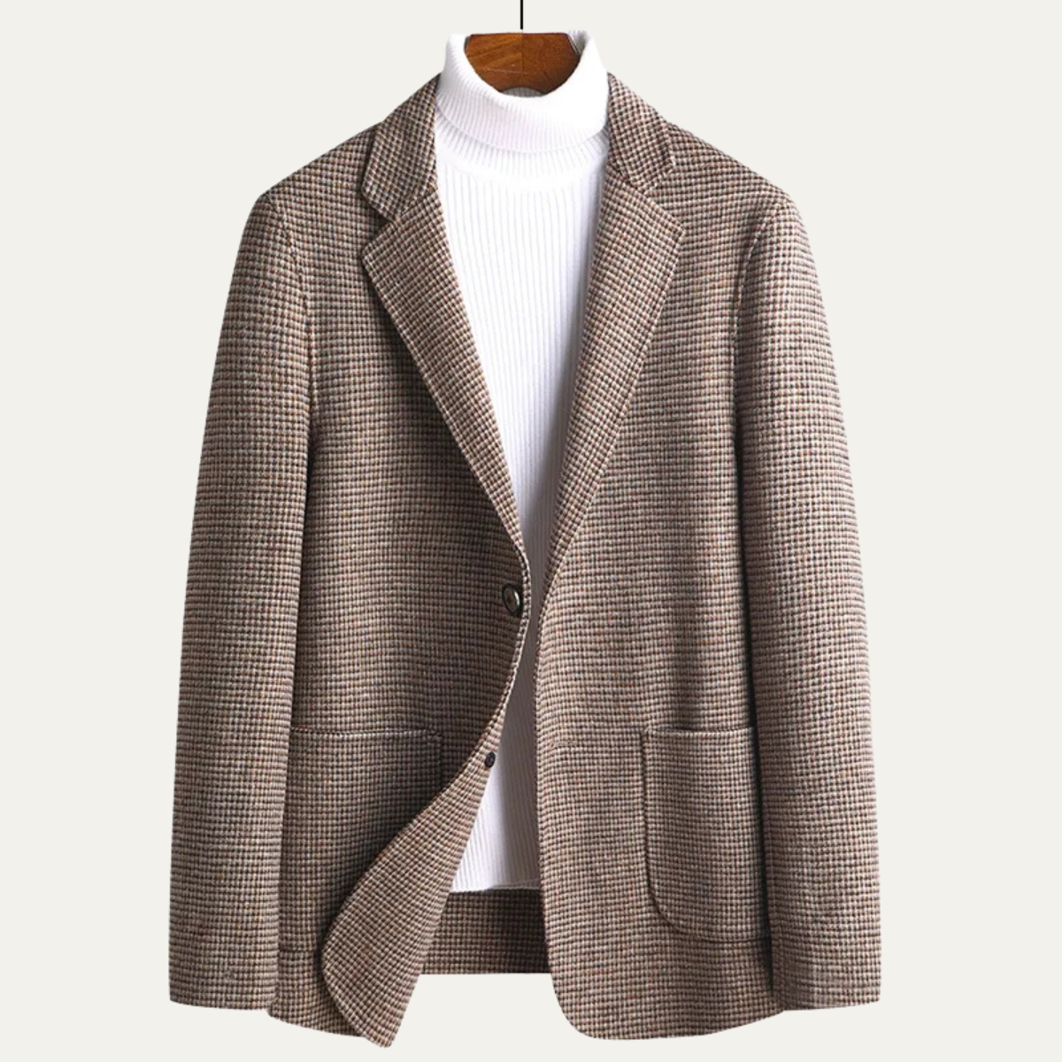 Classic Men's Plaid Wool Blazer Jacket