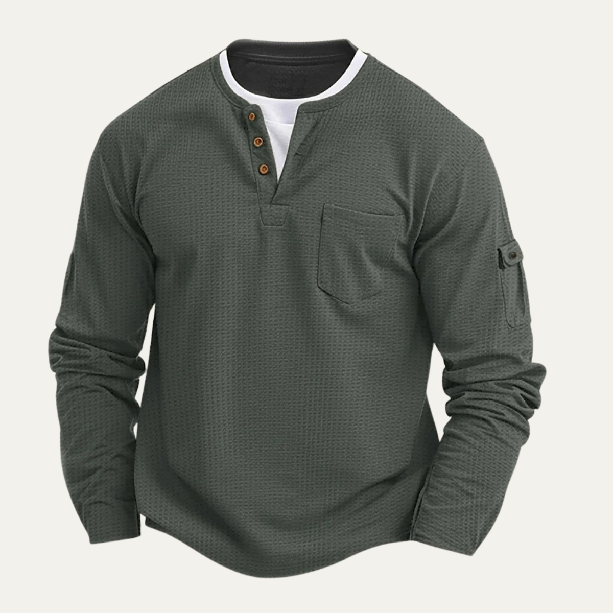 Relaxed Fit Men's Waffle Knit Casual Shirt