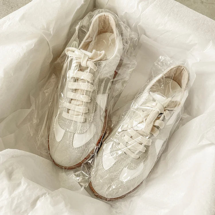 White Leather Low Top Sneakers Shoes