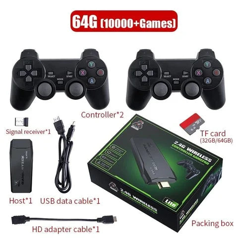 Mini 4K HDMI TV Game Stick 10000+ Retro Games Console + 2 Controller