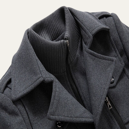 Stylish Men's Waterproof Trench Coat with Stand Collar