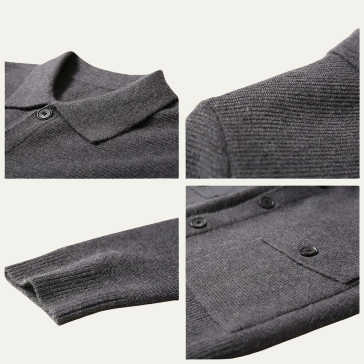 Classic Crew Neck Men's Cable Cardigan Sweater