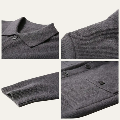 Classic Crew Neck Men's Cable Cardigan Sweater